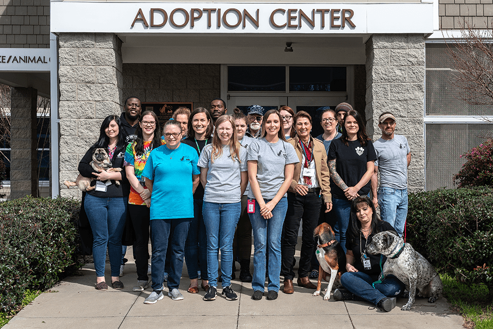 adoption center with people outside